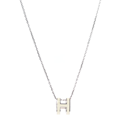 Hermes Lacquered Palladium Pop H Pendant Necklace White 1 of 6