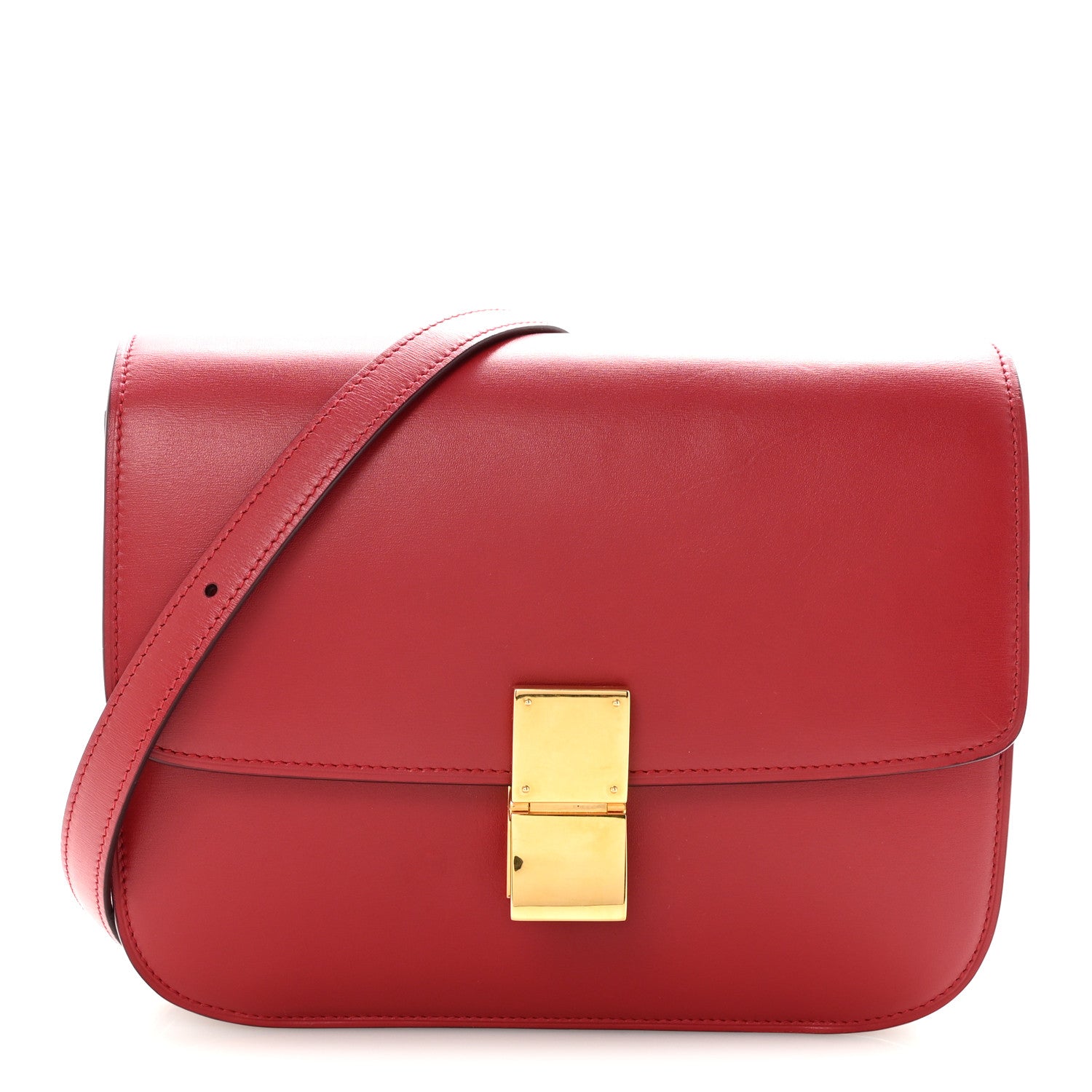 Celine Box Calfskin Medium Classic Box Flap Bag Red 1 of 9
