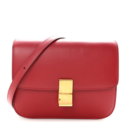 Celine Box Calfskin Medium Classic Box Flap Bag Red 1 of 9