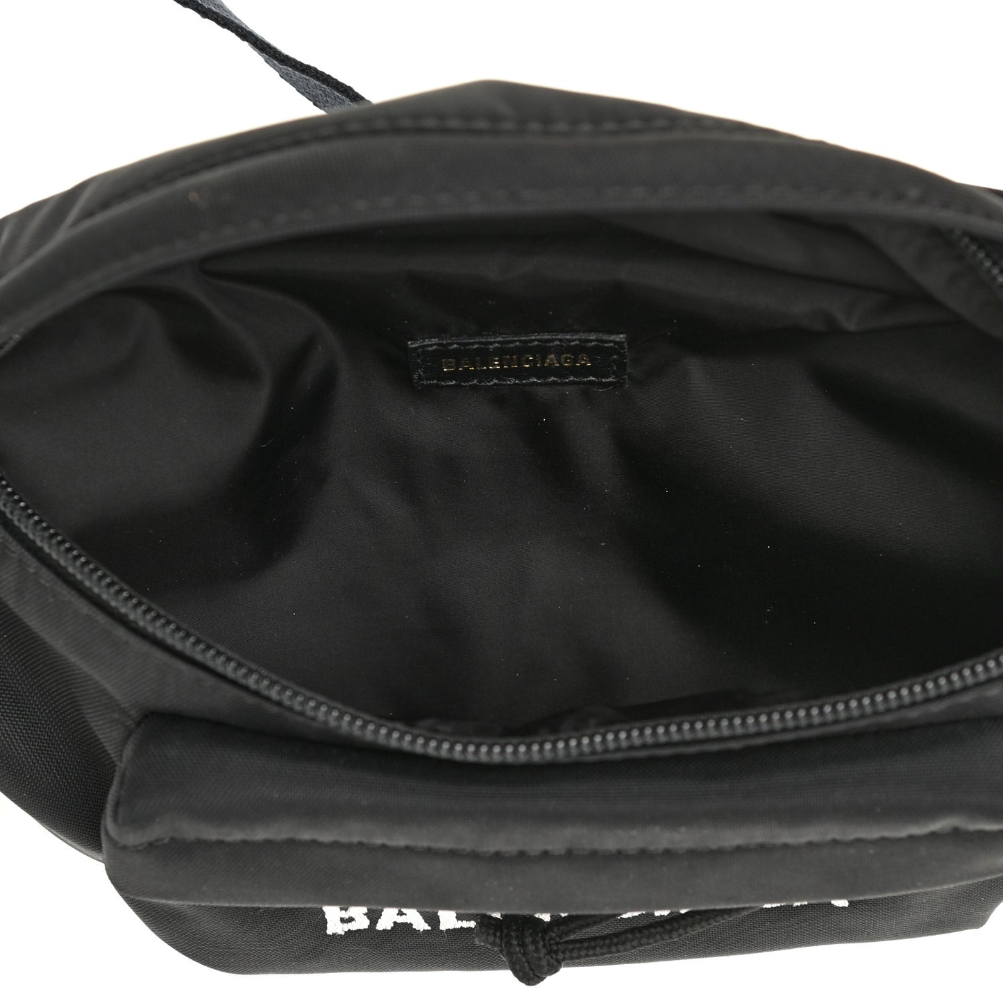 Sport Nylon Logo Embroidered Wheel Belt Bag Black White
