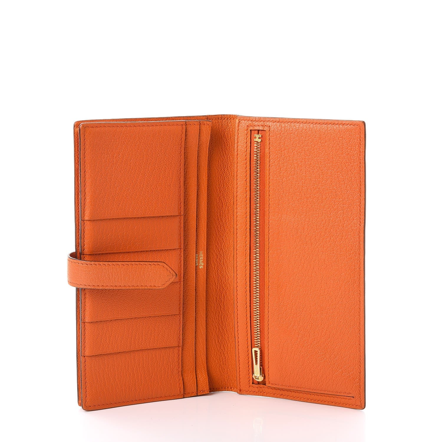 Hermes Chevre Mysore Bearn Gusset Wallet Orange 5 of 10