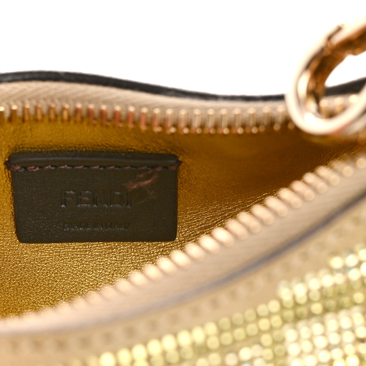 Fendi Crystal Vitello Laminato Suede FF Nano Fendigraphy Hobo Bag Platino 6 of 10