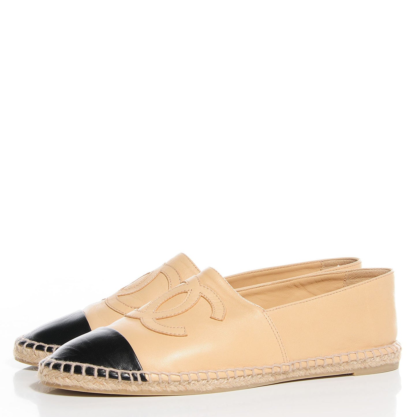 Lambskin CC Espadrilles 41 Beige Black
