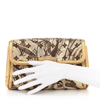 Louis Vuitton Monogram Brocade Thalie Clutch Gold 3 of 22
