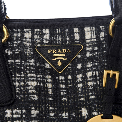 Prada Tela Tweed Saffiano Tote Bag Black 8 of 8