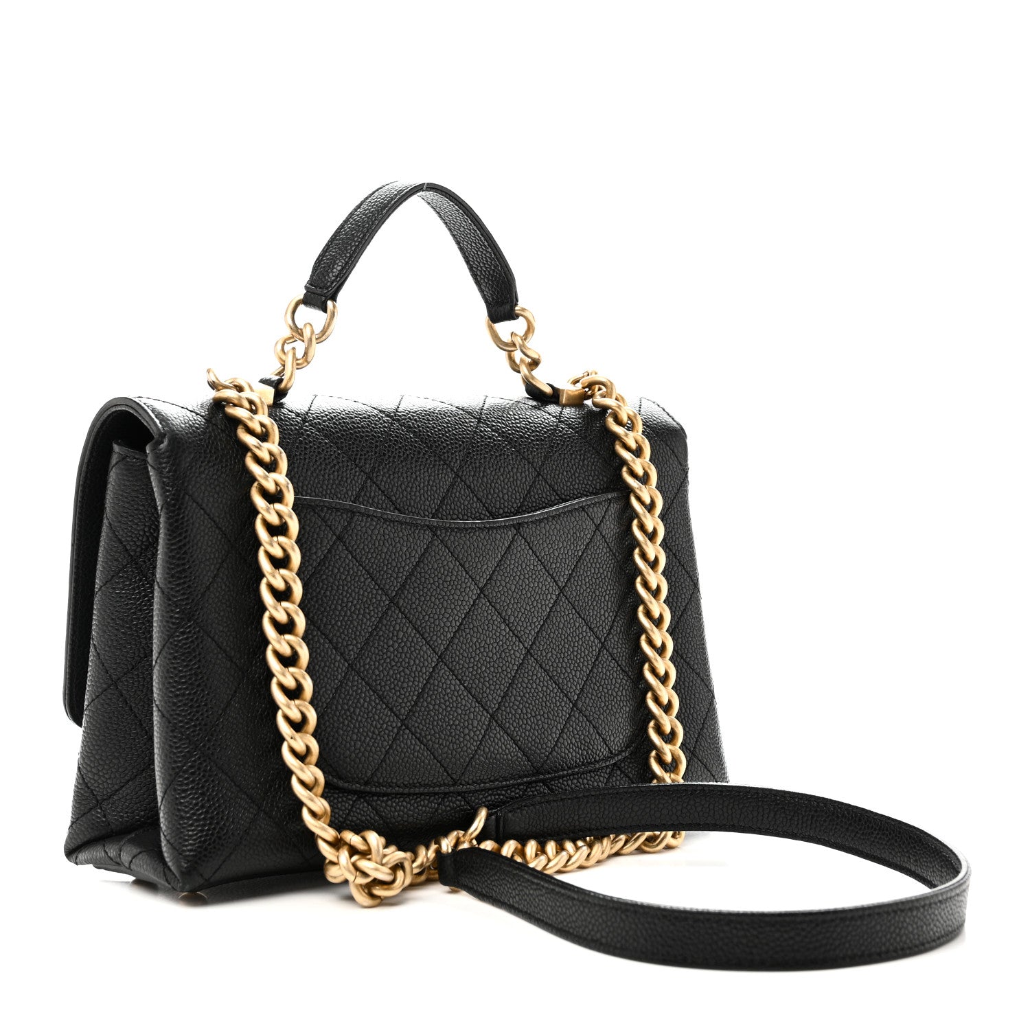 Chanel Caviar Diamond Stitched Small Top Handle Flap Black 3 of 10