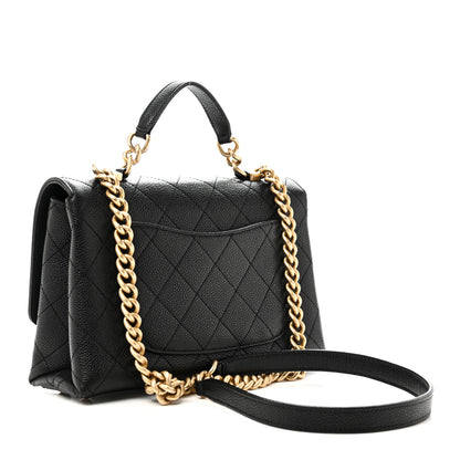 Chanel Caviar Diamond Stitched Small Top Handle Flap Black 3 of 10