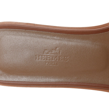 Hermes Box Calfskin Oran Sandals 37.5 Gold 8 of 11