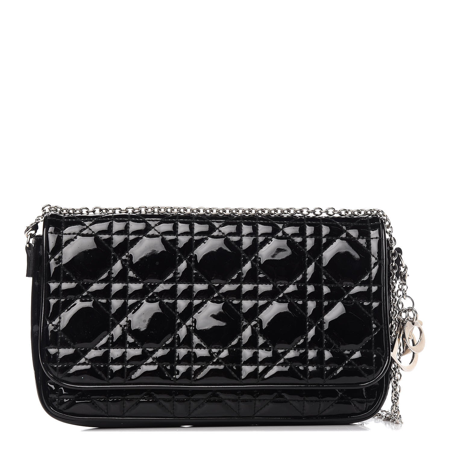 Christian Dior Patent Cannage Wallet on Chain Pouch Black 1 of 9