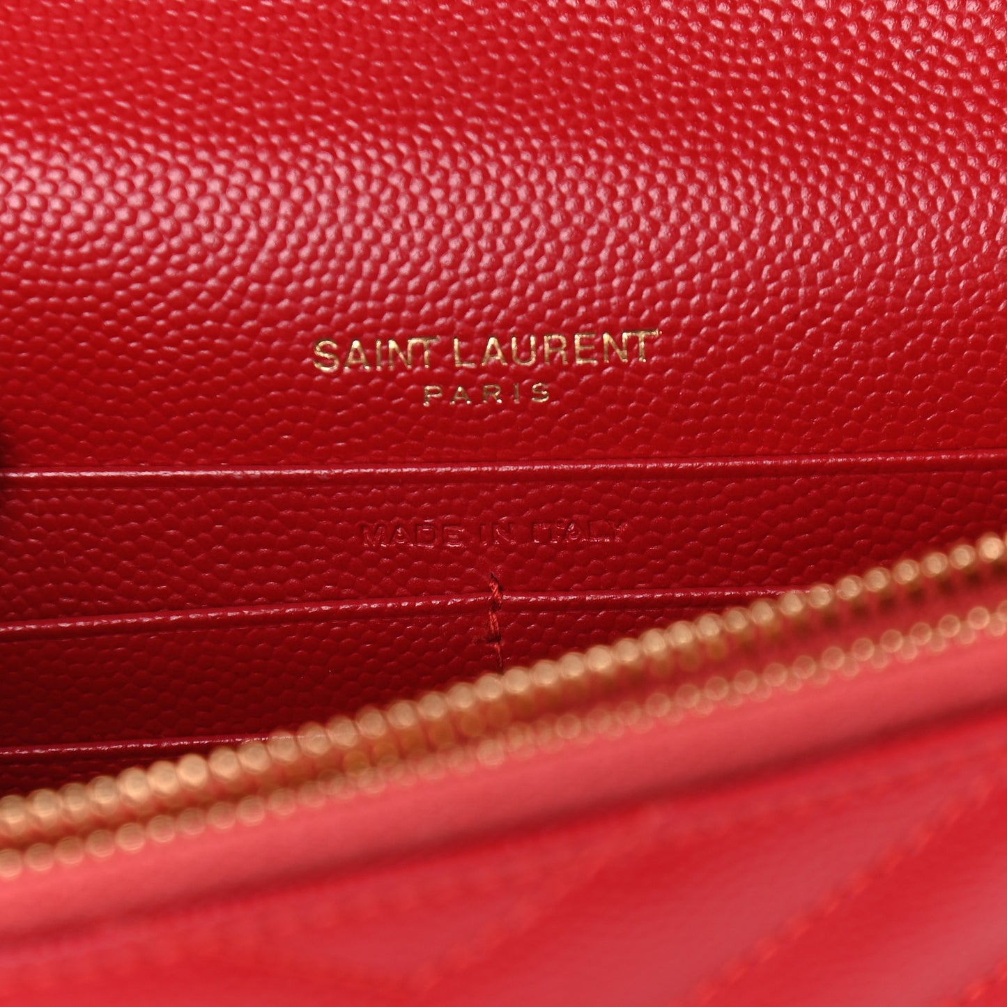 Grain De Poudre Matelasse Chevron Monogram Envelope Chain Wallet New Red