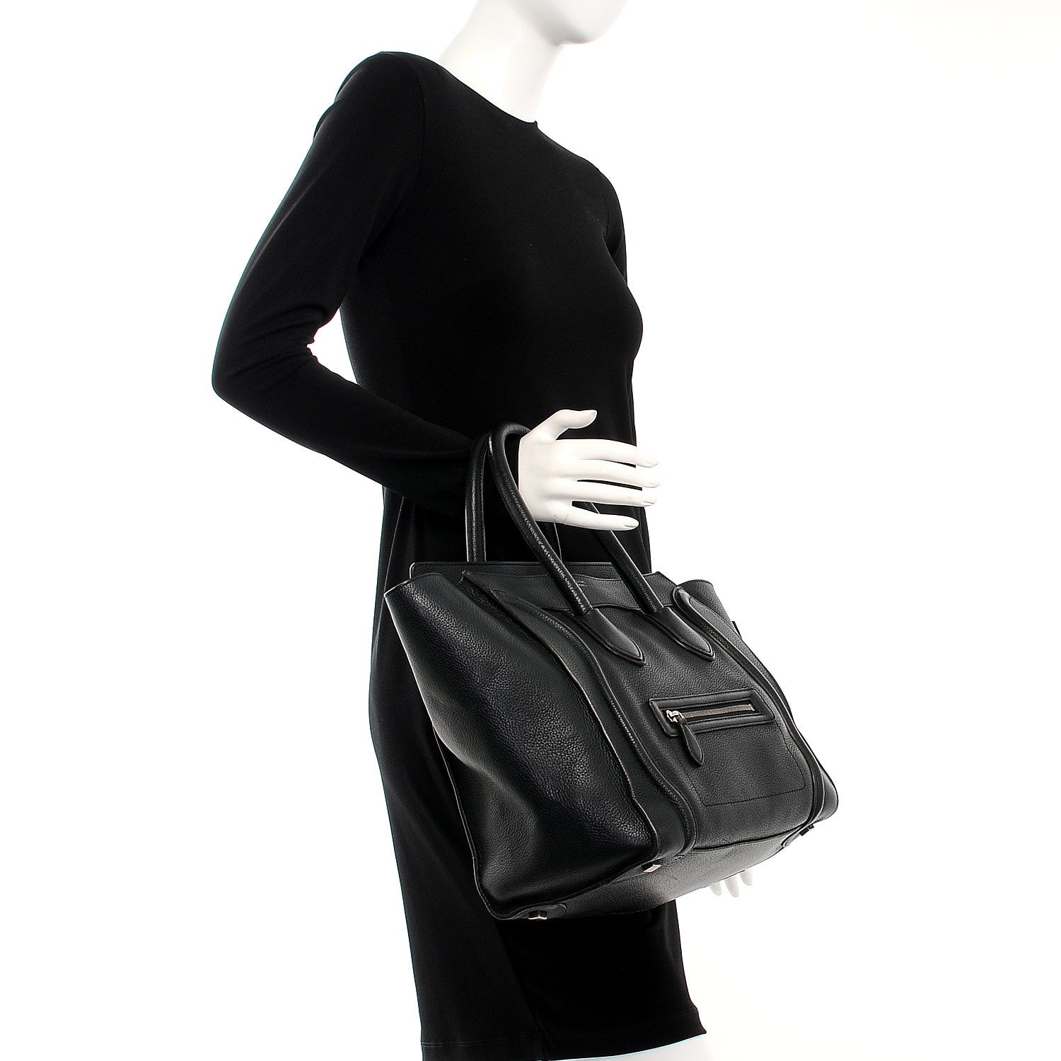 Celine Drummed Calfskin Mini Luggage Black 2 of 14