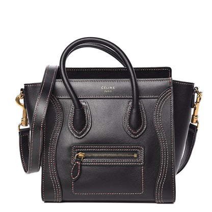 Celine Smooth Calfskin Multicolor Stitch Nano Luggage Black 1 of 13