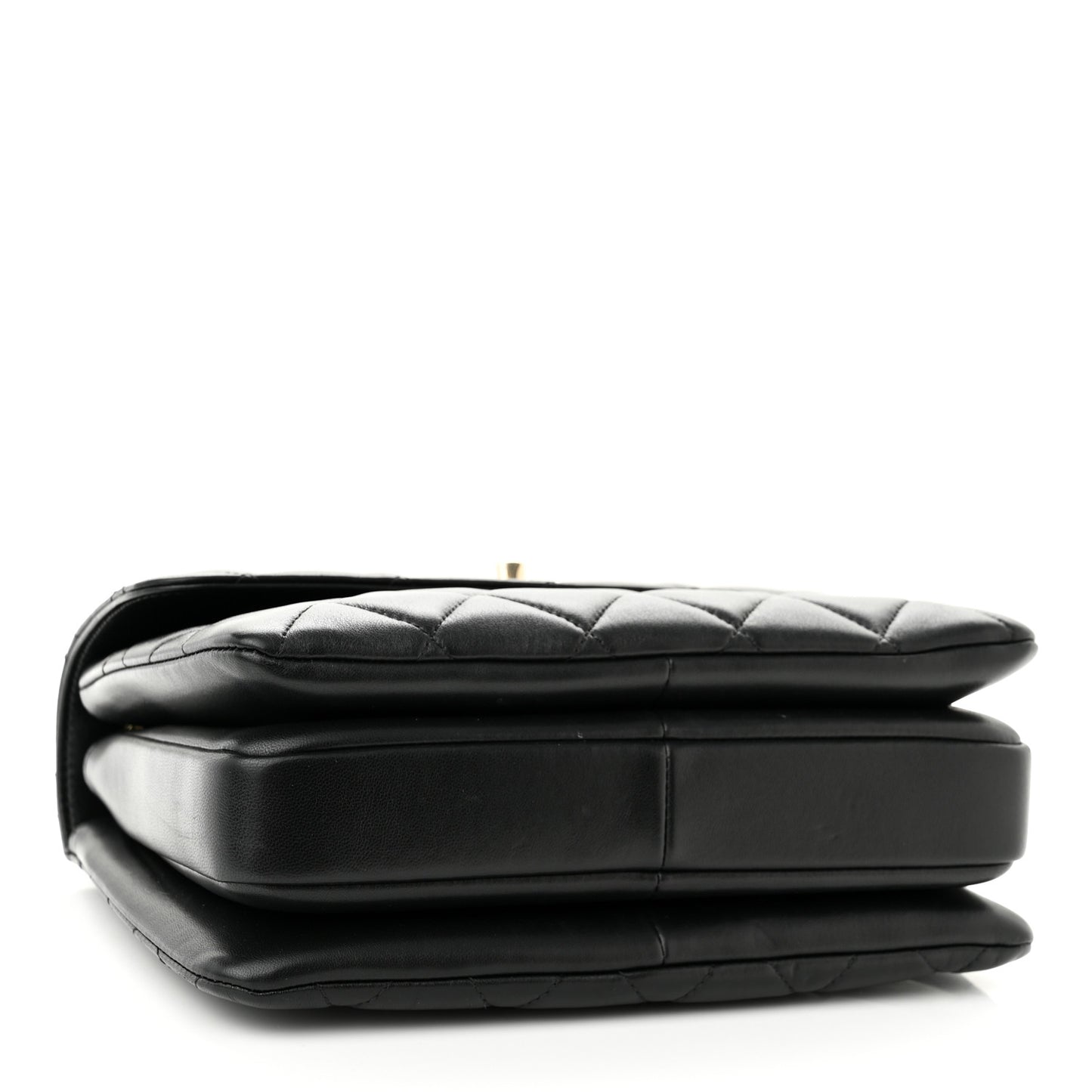 Lambskin Quilted Small Trendy CC Dual Handle Flap Bag Black