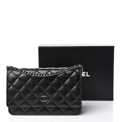 Chanel Lambskin Quilted Wallet On Chain WOC Black 14 of 14