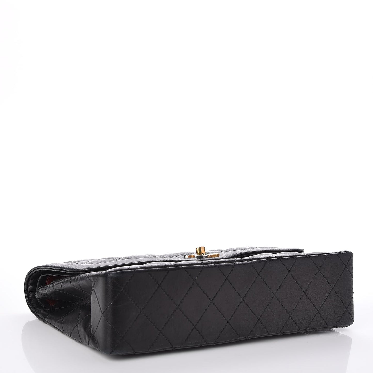 Lambskin Quilted Medium Double Flap Black