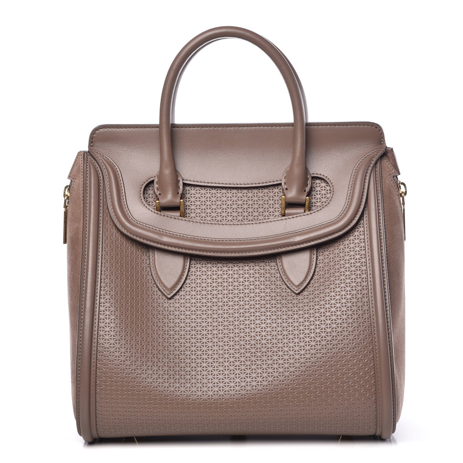 Alexander McQueen Calfskin Embossed Suede Large Heroine Tan 1 of 12