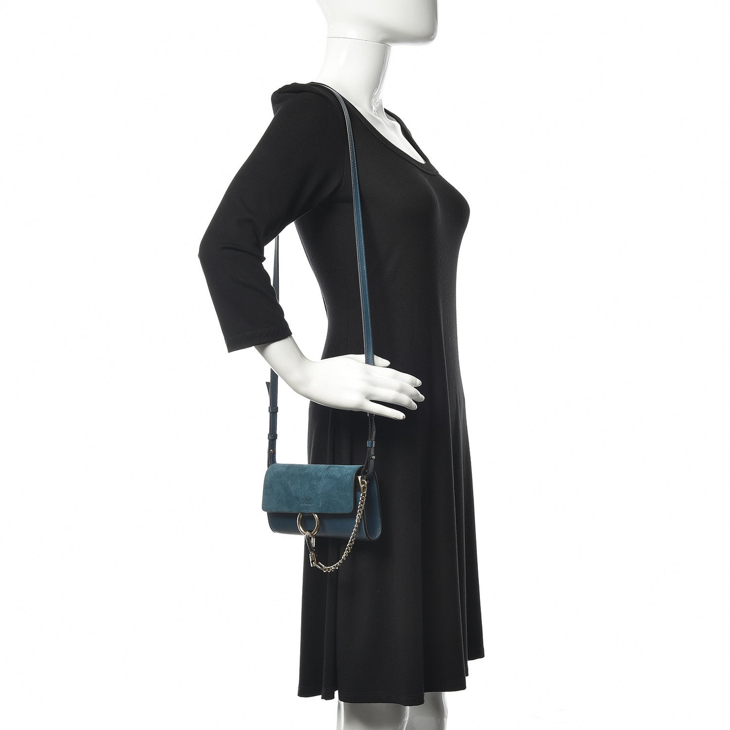 Suede Calfskin Mini Faye Shoulder Bag Majolica Blue
