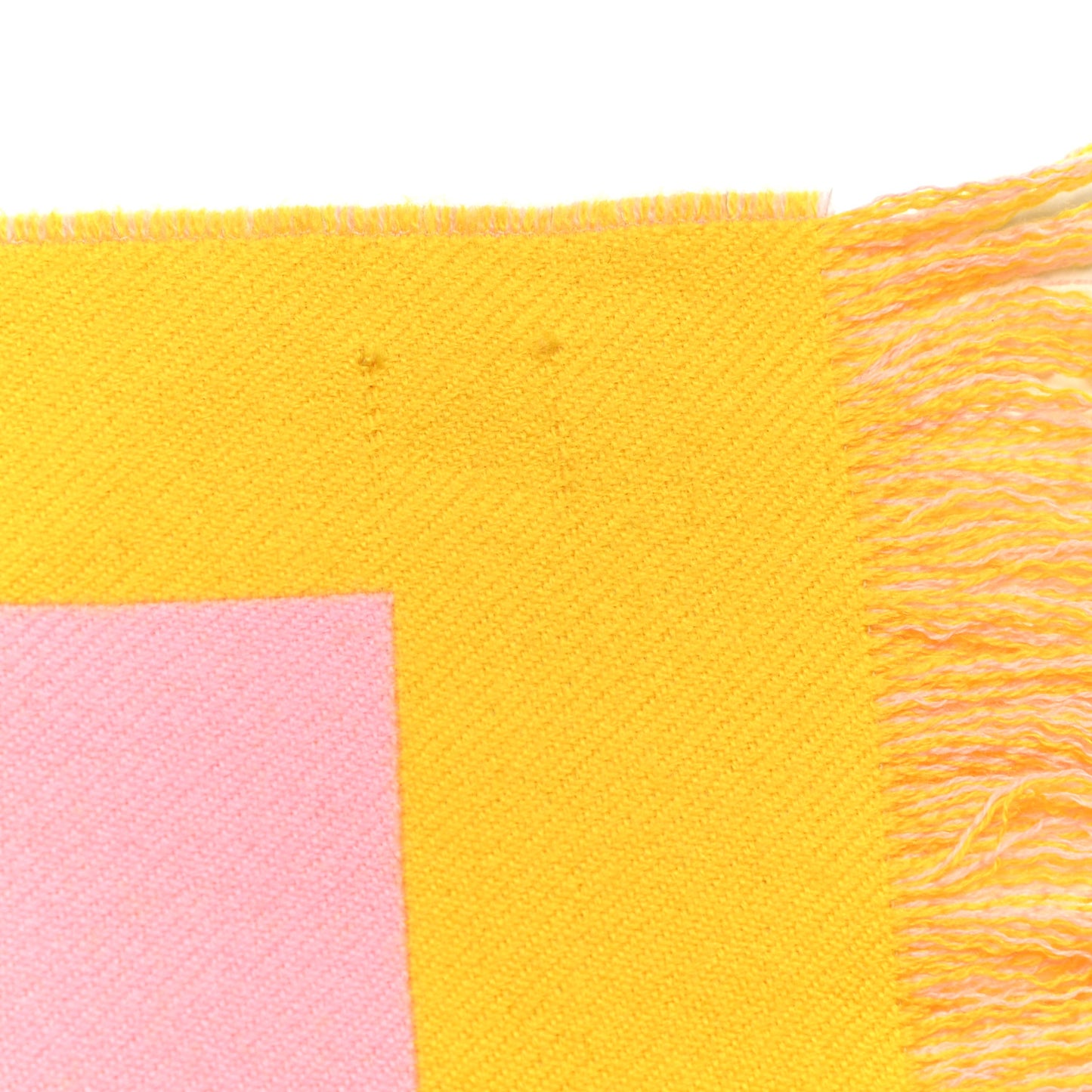 Wool Silk Jacquard Logo Scarf Yellow Pink