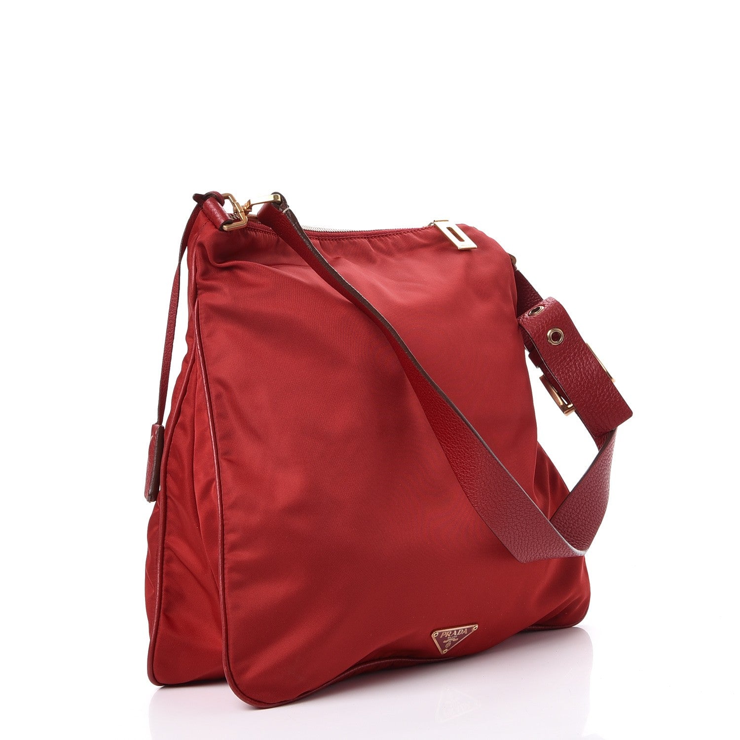 Prada Nylon Vela Vitello Daino Flat Messenger Bag Red 3 of 7