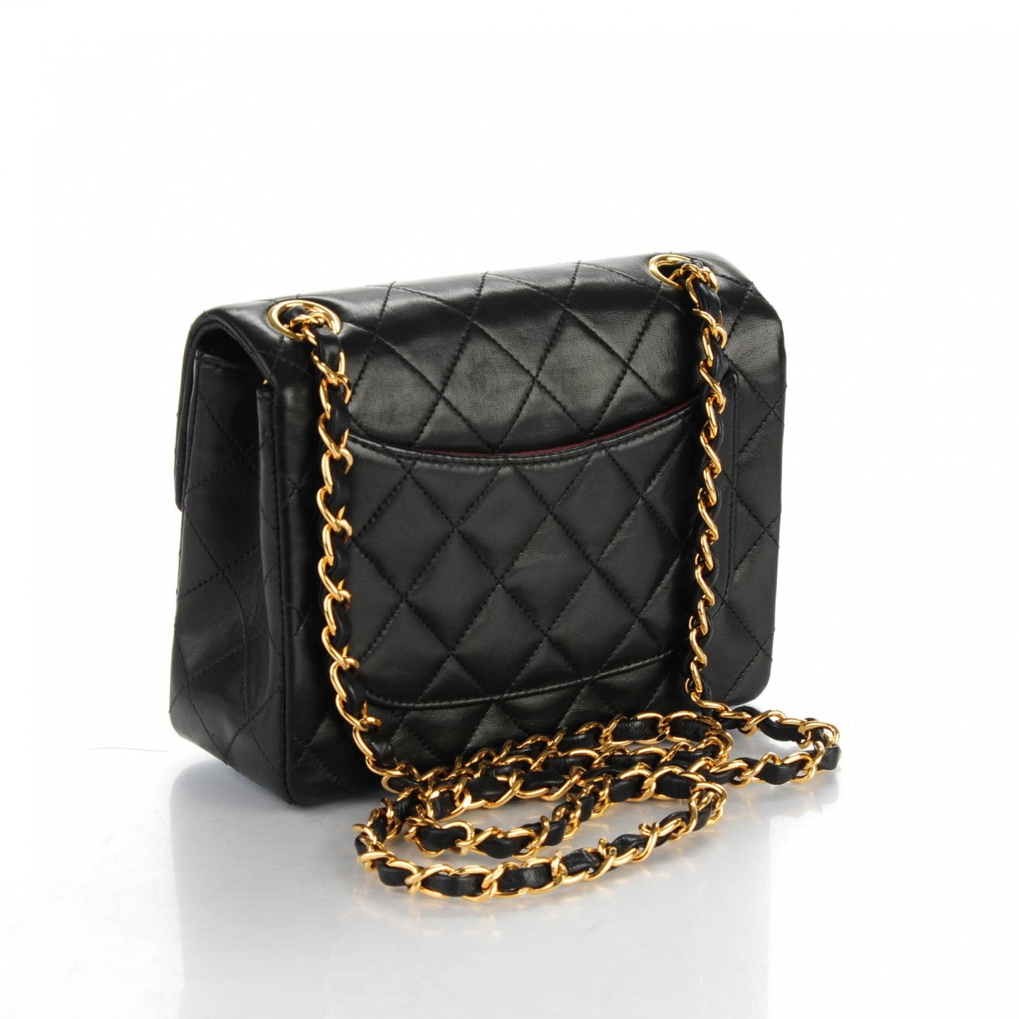 Lambskin Quilted Mini Square Flap Black