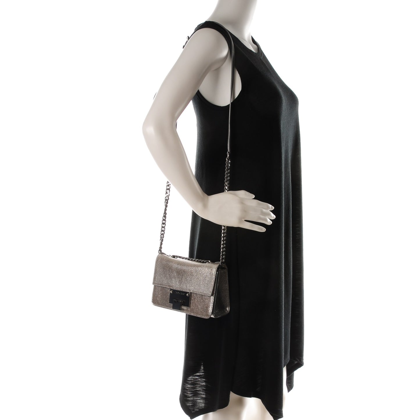 Metallic Grainy Goatskin Mini Rebel Crossbody Platinum