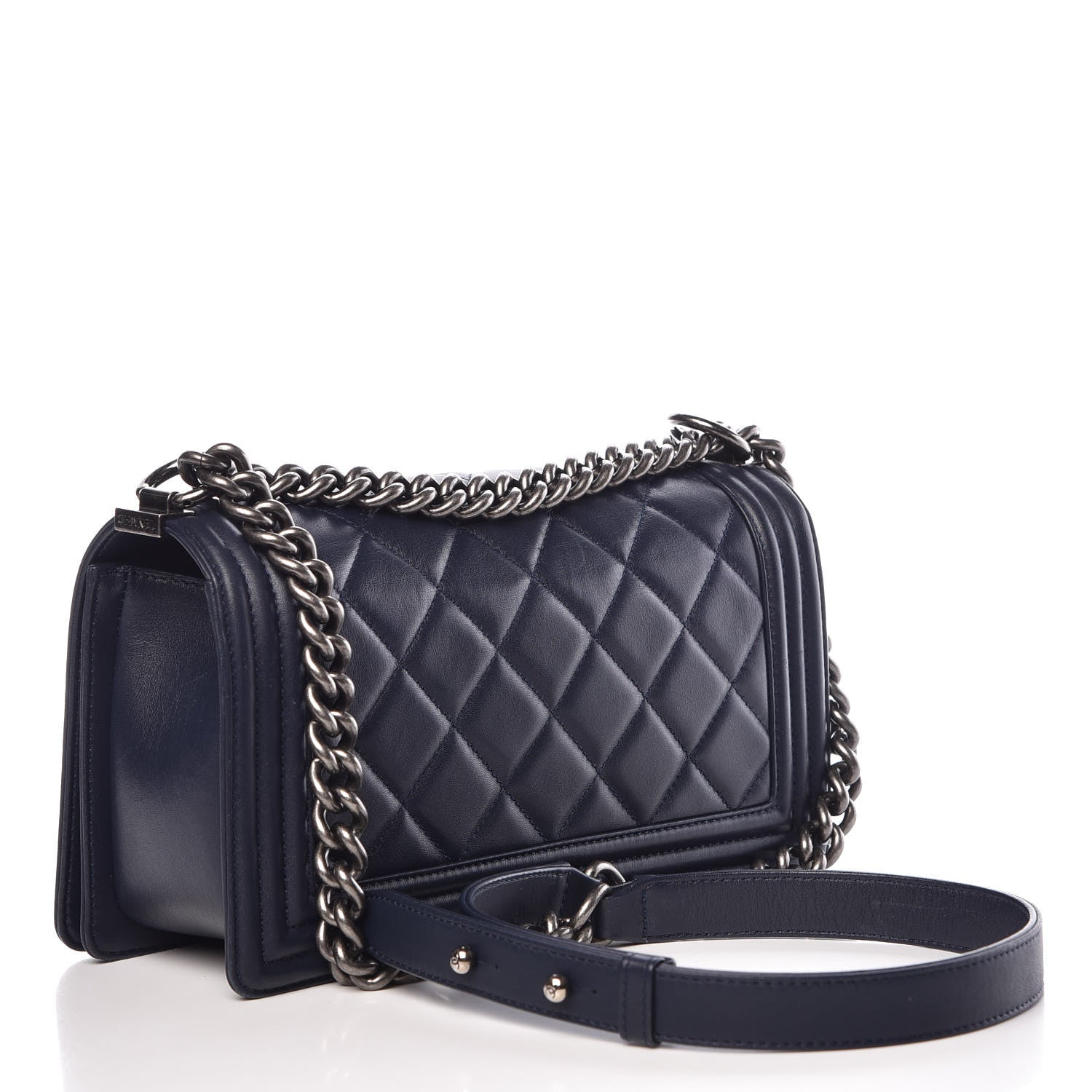 Chanel Calfskin Quilted Medium Boy Flap Navy Blue 3 of 11