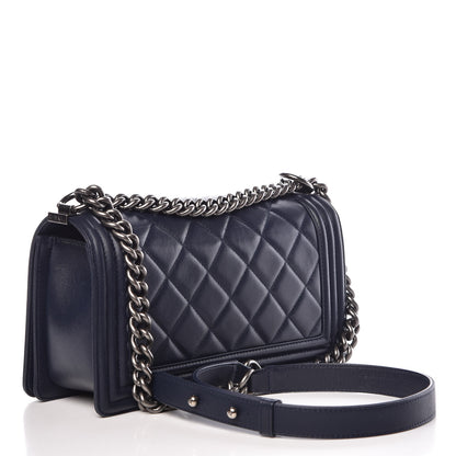 Chanel Calfskin Quilted Medium Boy Flap Navy Blue 3 of 11
