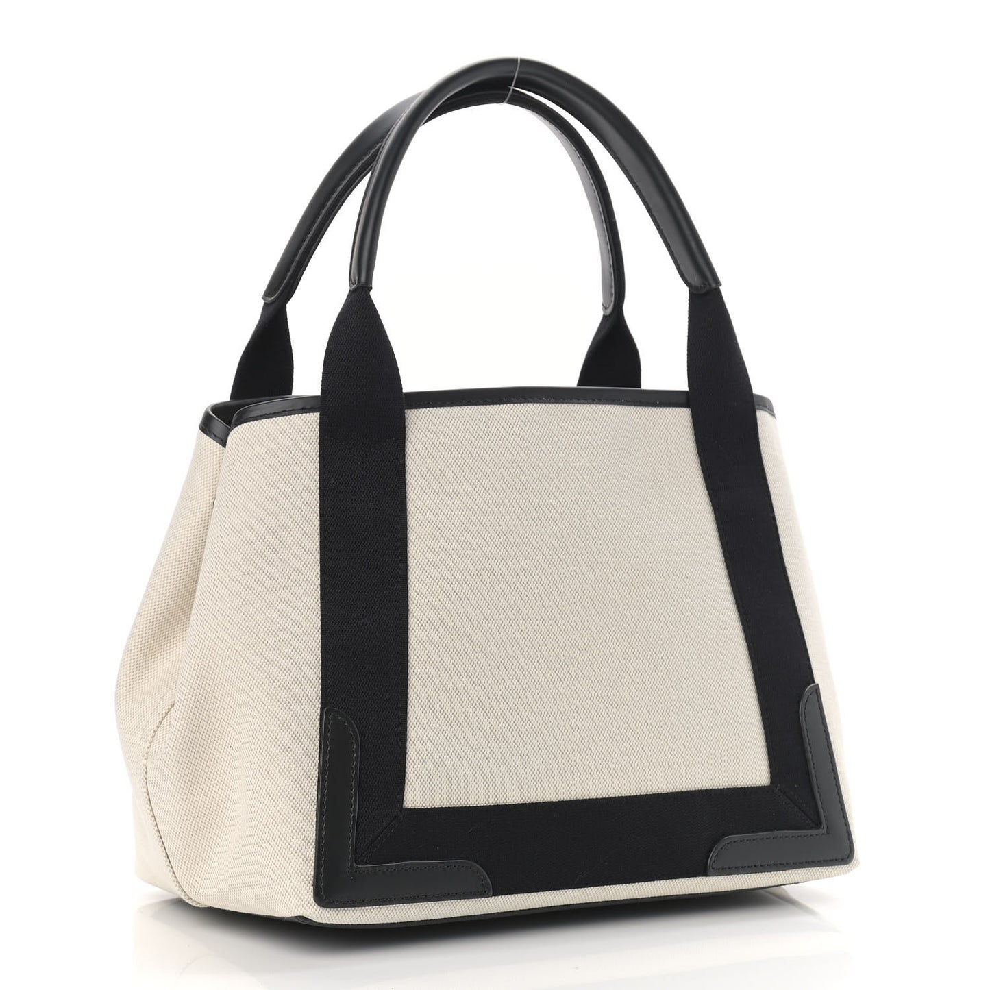 Cotton Canvas Satin Calfskin S Navy Cabas Natural Black