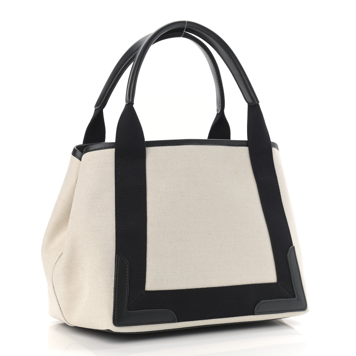 Balenciaga Cotton Canvas Satin Calfskin S Navy Cabas Natural Black 4 of 10