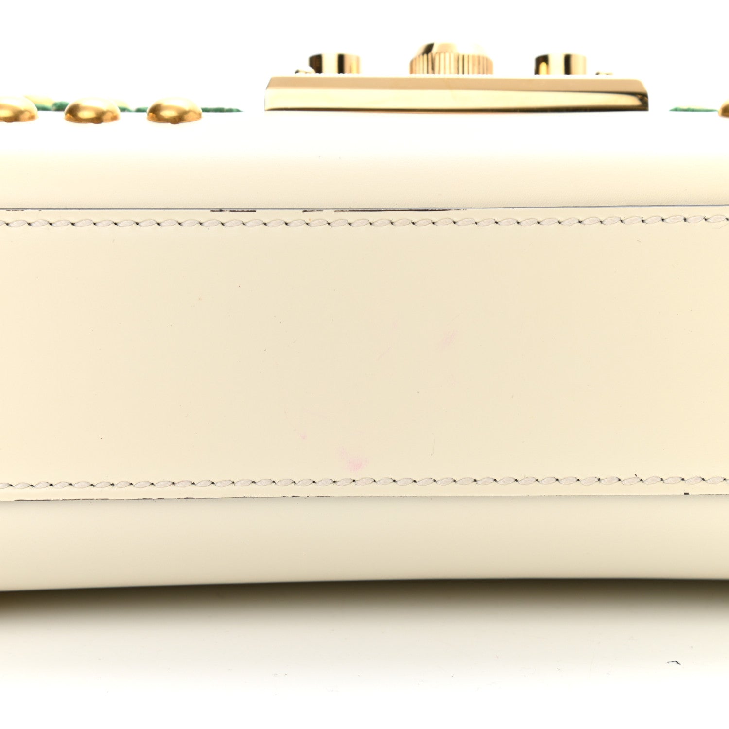 Gucci Calfskin Floral Embroidered Small Padlock Shoulder Bag White 11 of 12