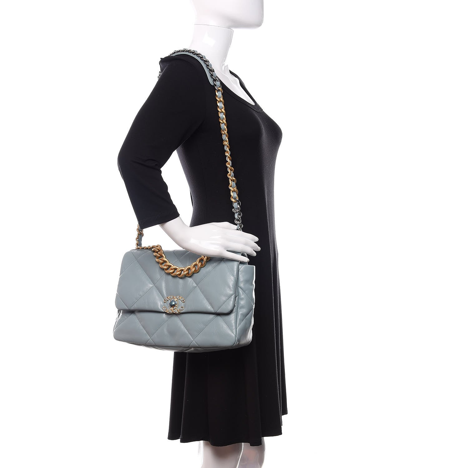 Chanel Goatskin Quilted Large 19 Flap Blue 2 of 11