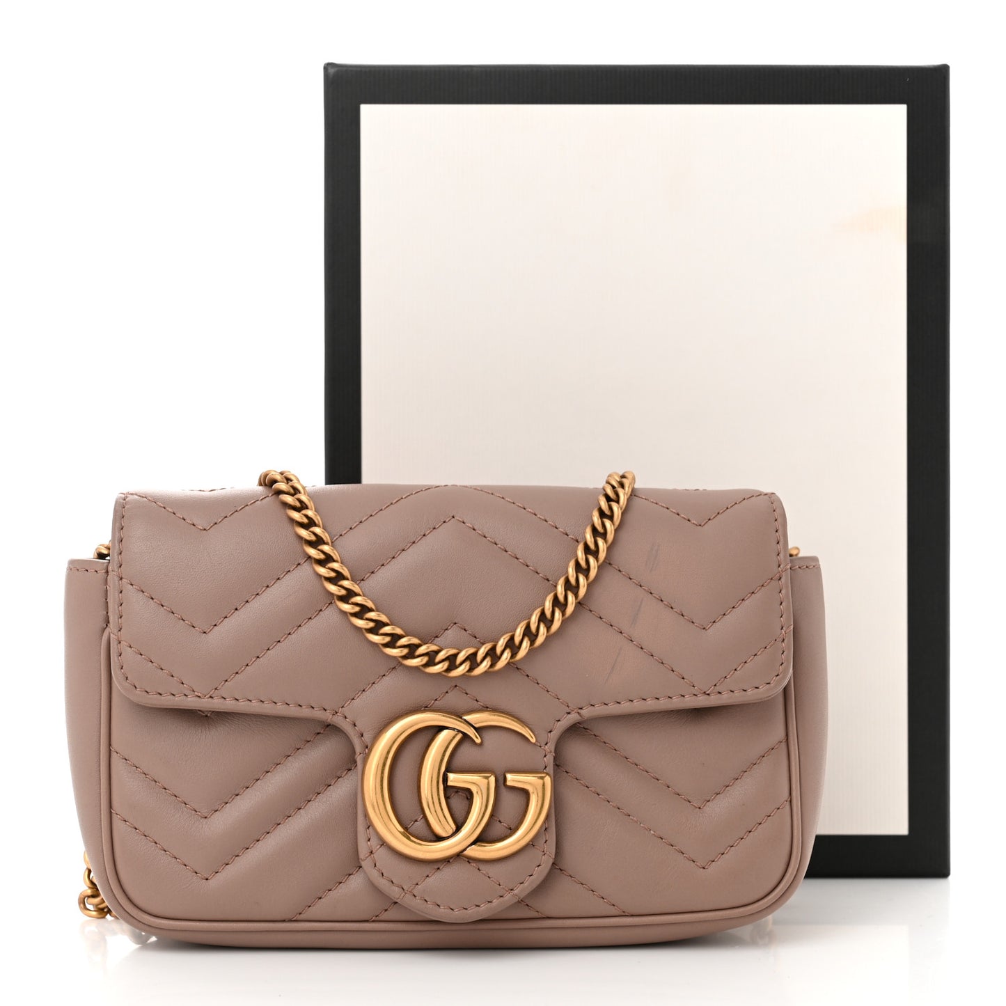 Calfskin Matelasse Super Mini GG Marmont Shoulder Bag Porcelain Rose