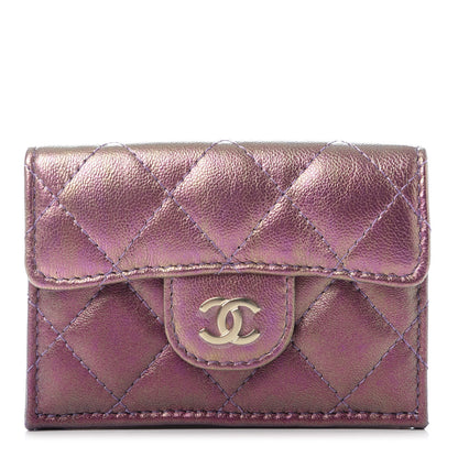 Chanel Iridescent Lambskin Small Quilted Flap Wallet Purple 1 of 8