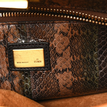 Fendi Goatskin Snakeskin Medium Peekaboo Iconic Satchel Brown 7 of 11