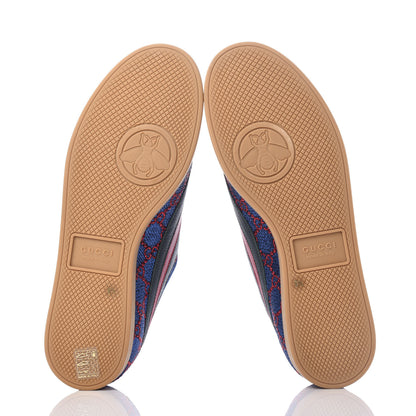 Gucci Lurex Calfskin Web GG Monogram Mens Falacer Sneakers 8.5 Iridescent Blue Iridescent Red Silver 6 of 11