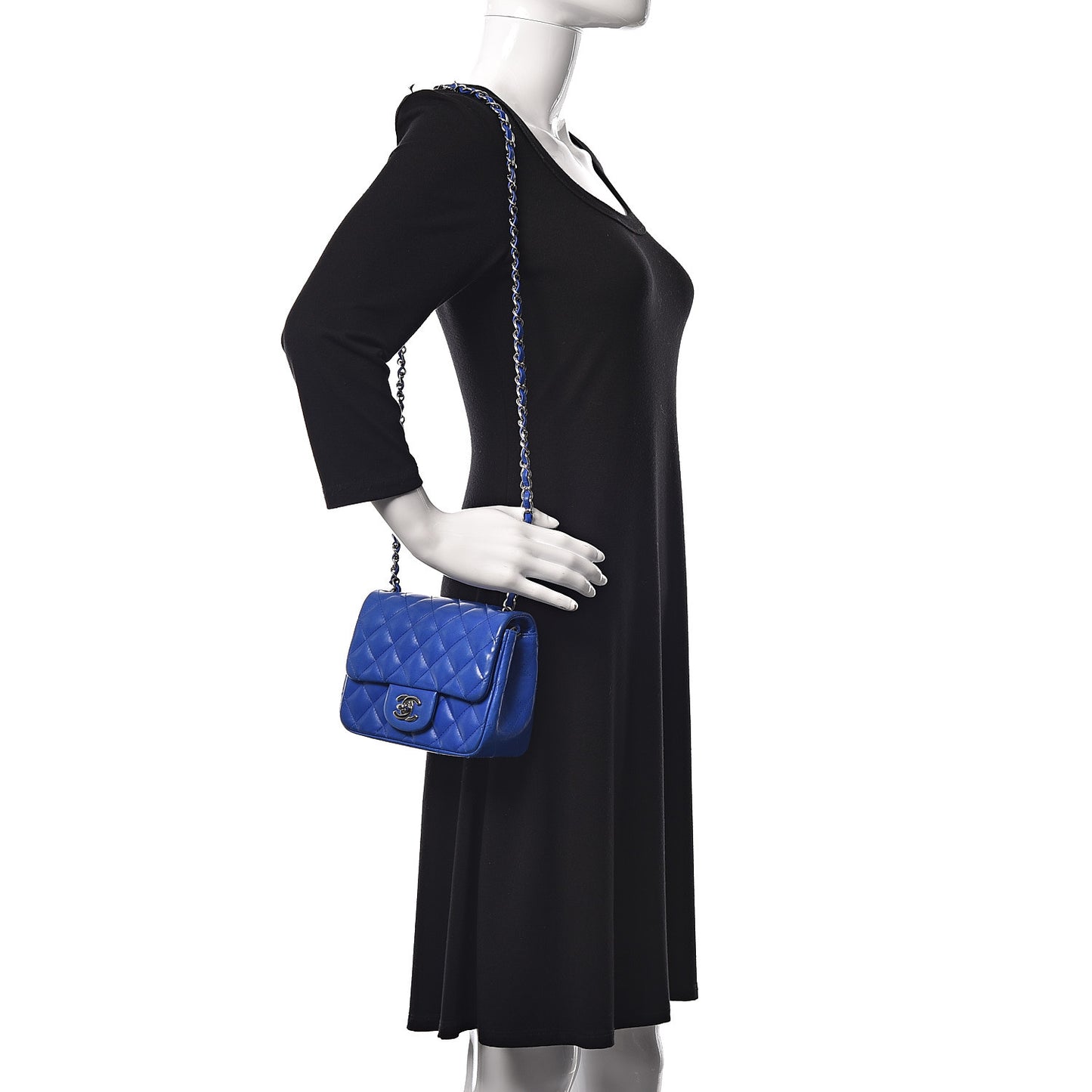 Lambskin Quilted Mini Square Flap Blue