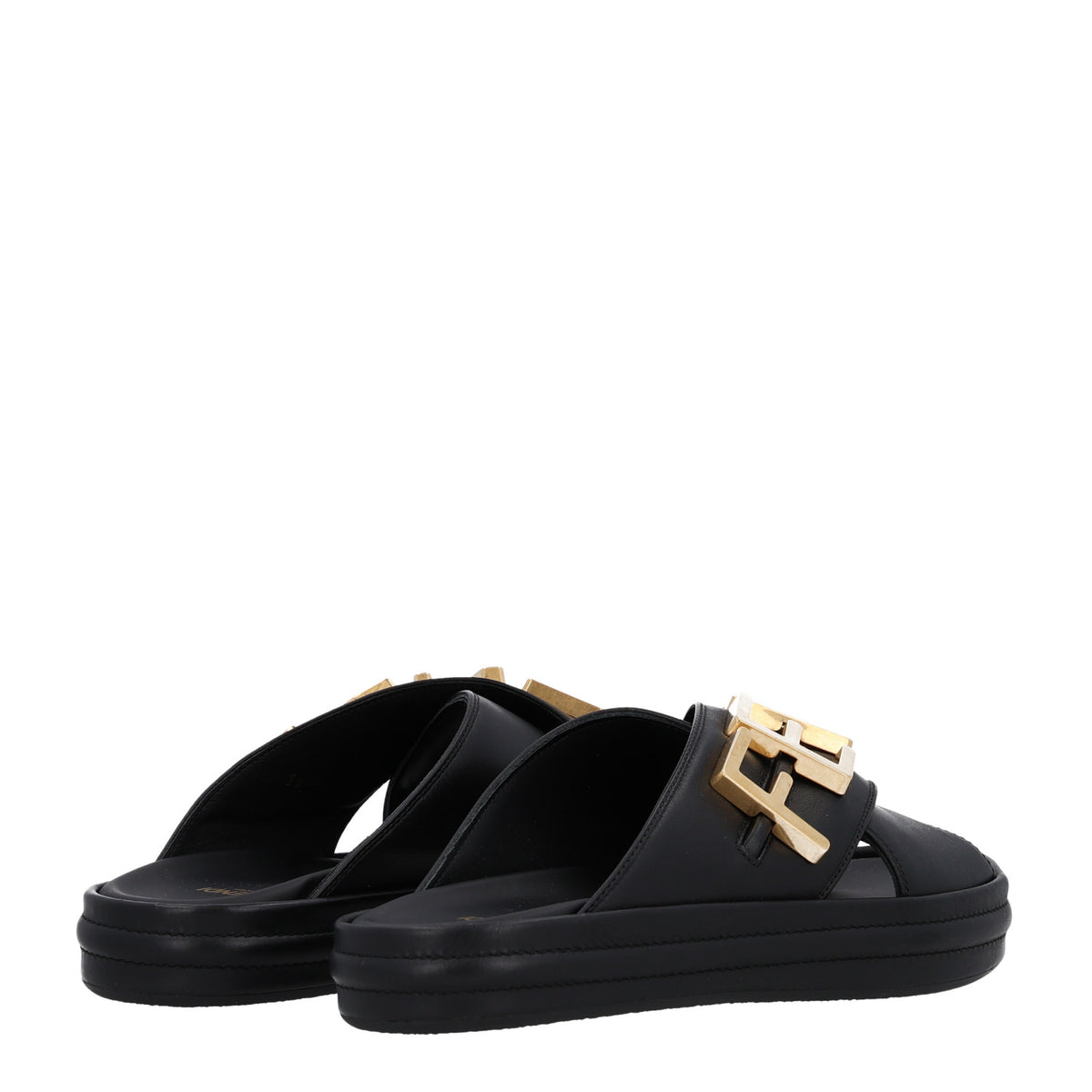 Vitello Womens Fendigraphy Slide Sandals 36 Black