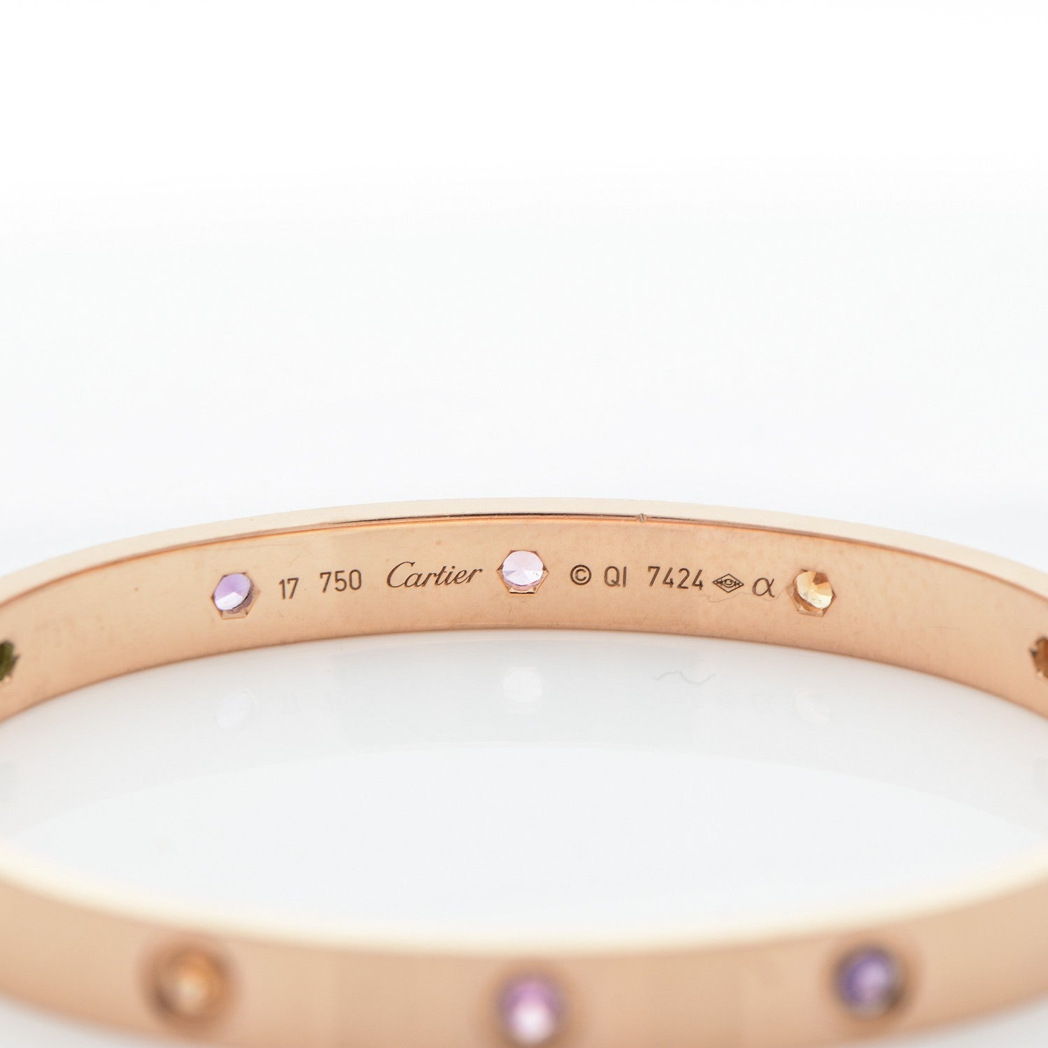 Cartier 18K Pink Gold Sapphire Garnet Amethyst LOVE Bracelet 17 4 of 5