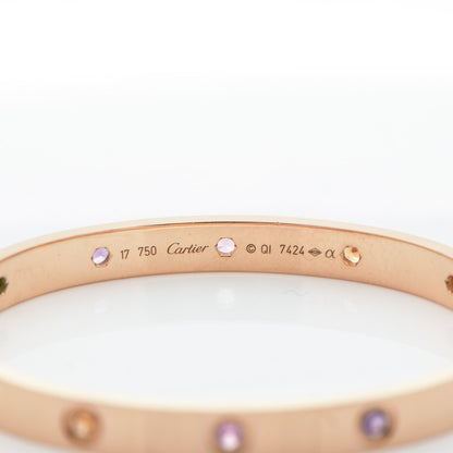 Cartier 18K Pink Gold Sapphire Garnet Amethyst LOVE Bracelet 17 4 of 5