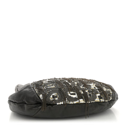 Valentino Garavani Nappa Sequin Chain Glam Tote Dark Grey 4 of 17