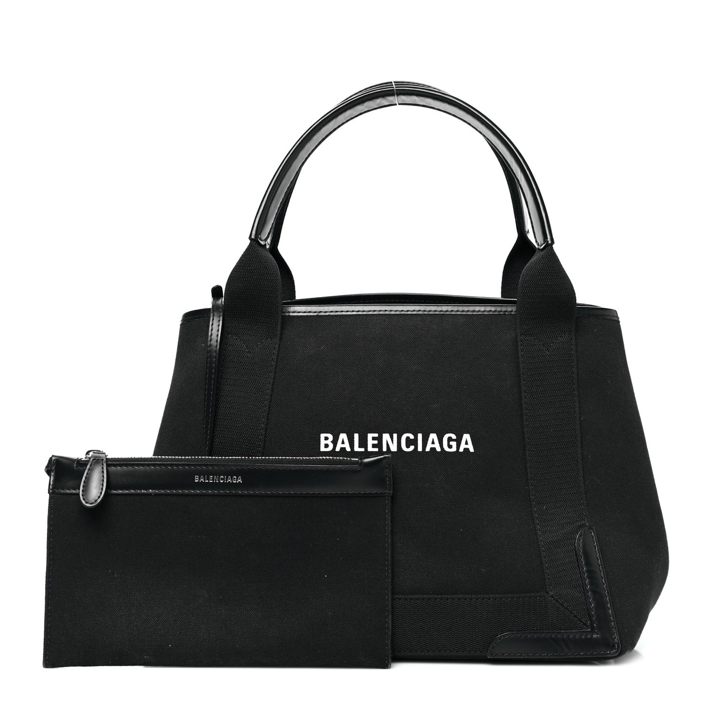 Cotton Canvas Calfskin S Navy Cabas Black
