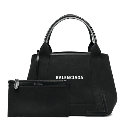 Balenciaga Cotton Canvas Calfskin S Navy Cabas Black 1 of 11