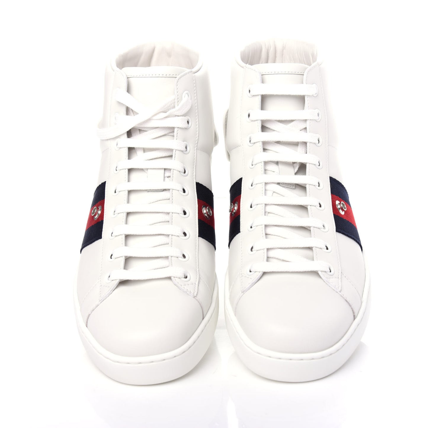 Calfskin Ayers Embroidered Web Mens Ace Removable Patches High Top Sneakers 9.5 White
