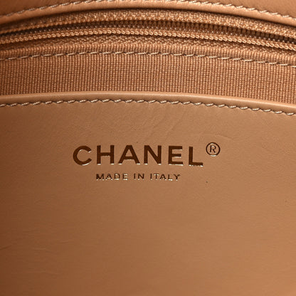 Chanel Shiny Lambskin Quilted Chain Around Flap Bag Beige 6 of 9