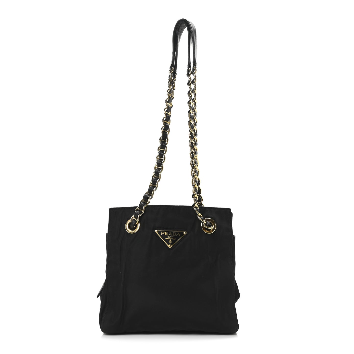 Tessuto Nylon Chain Shoulder Bag Black