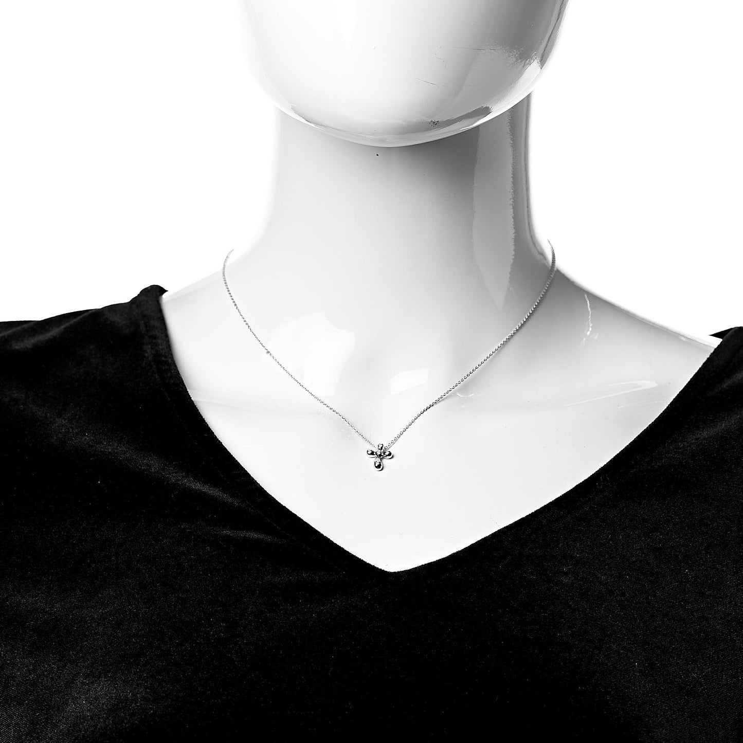 Platinum Diamond 12mm Elsa Peretti Cross Pendant Necklace