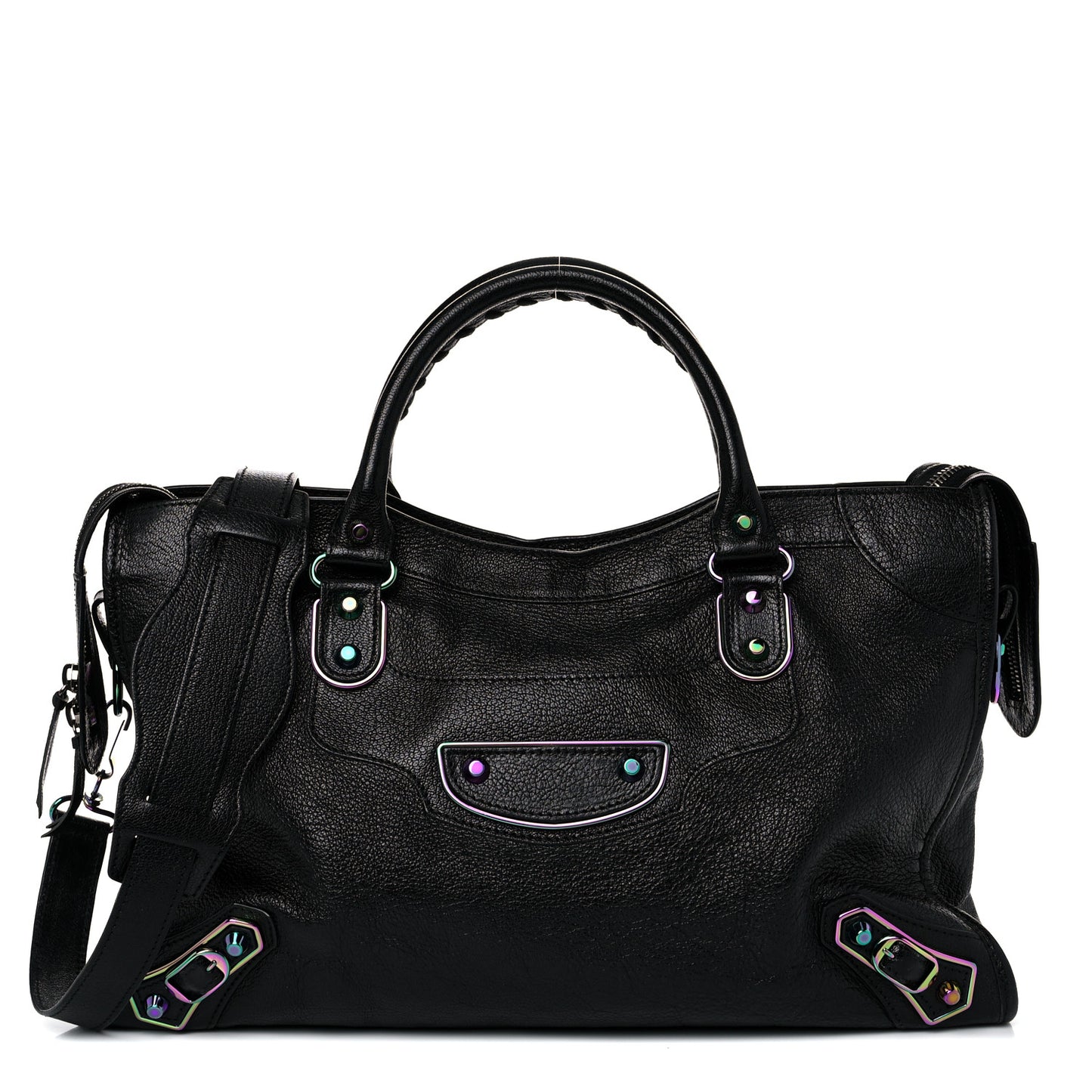 Chevre Iridescent Metallic Edge Hardware City Black