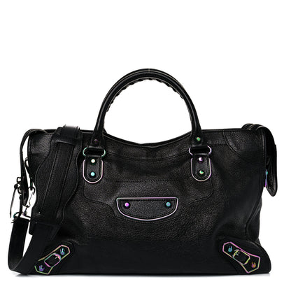 Balenciaga Chevre Iridescent Metallic Edge Hardware City Black 2 of 12