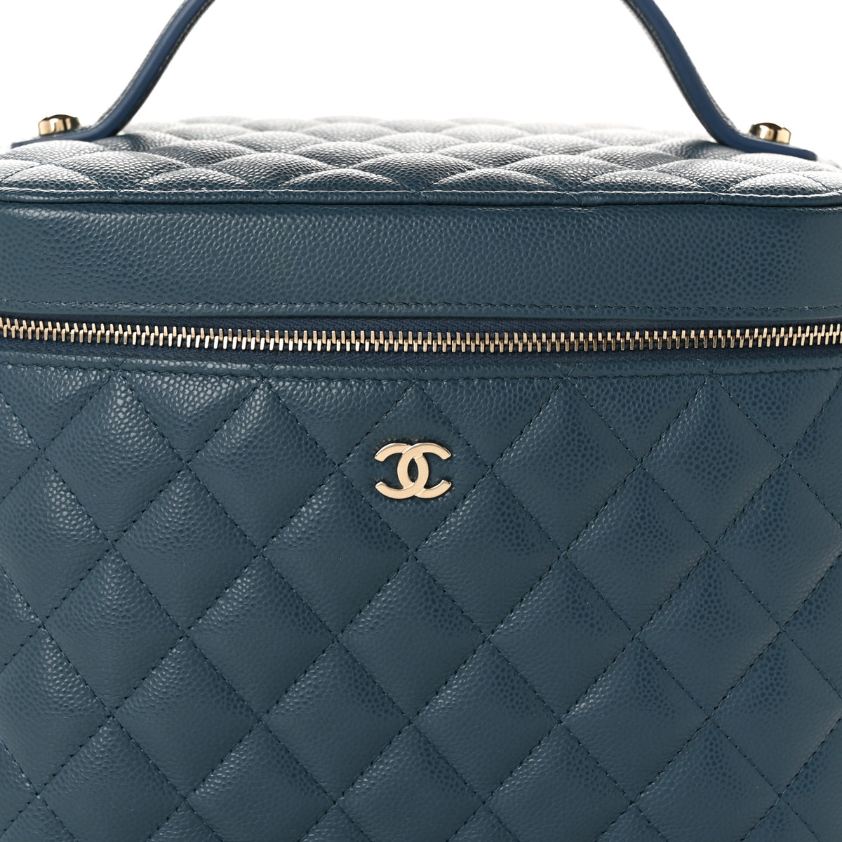 Caviar Quilted Large Vanity Pouch Blue