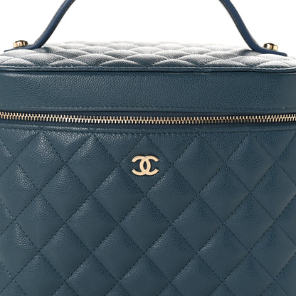 Chanel Caviar Quilted Large Vanity Pouch Blue 9 of 12